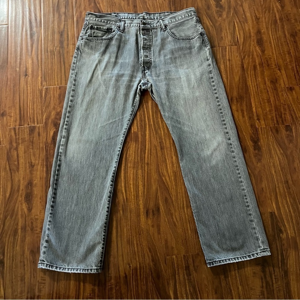 Levi’s 501 Straight Leg Faded Black Button Fly Jeans size 38 x 30